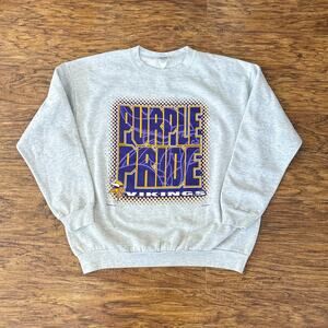 Vintage Minnesota Vikings Purple Pride NFL 90s Gray Crewneck Sweatshirt XL